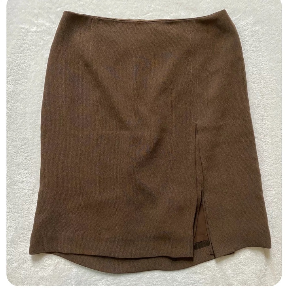 VINTAGE Gianni Bini Knee Length A Line Business Skirt Brown Sz 12 Made in USA